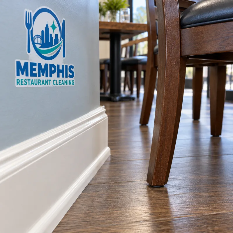 Cleaned restaurant dining-area baseboards and chair legs without dust lines or sticky residue